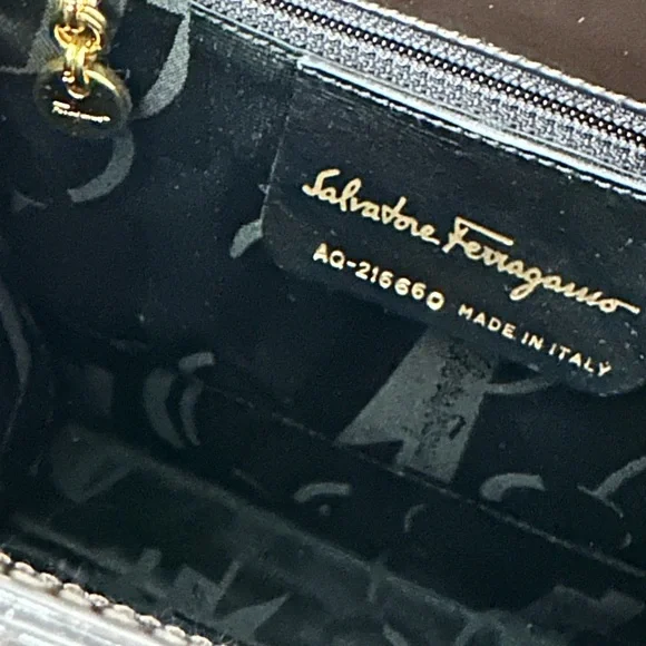 Authentic Salvatore Ferragamo Handbag Gancini Leather Brown Bag Vintage - Picture 6 of 16